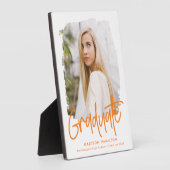 Preppy Oranje Script Afstuderen Foto Fotoplaat (Zijkant)