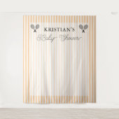 Preppy Oranje Tennis Thema Baby Shower Achtergrond Wandkleed (Voorkant)