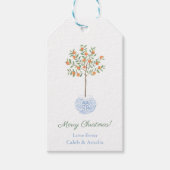 Preppy Oranje Tree Chinoiserie Feestdagen Hostess Cadeaulabel (Voorkant)