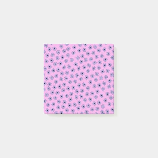 Preppy Paars Blue Hippie Flower Pattern Post-it® Notes (Voorkant)