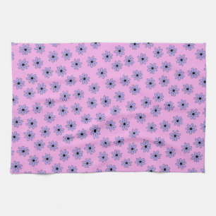 Preppy Paars Blue Hippie Flower Pattern Theedoek