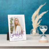 Preppy Paars Script Afstuderen Foto Fotoplaat (Zijkant)