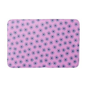 Preppy Paarse Blauw Bloemen Eenvoudig Bloempatroon Badmat
