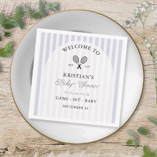 Preppy Paarse Tennis Country Club Baby shower Servet