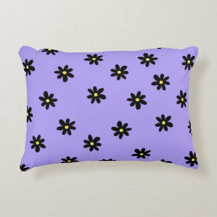 Preppy Paarse zwarte bloemeneenvoudige bloemenpatr Accent Kussen