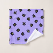 Preppy Paarse zwarte bloemeneenvoudige bloemenpatr Bad Handdoek (Wasdoekje)