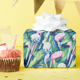 Preppy Palm Beach Abstracte golfclubs Cadeaupapier