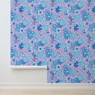 Preppy Palm Beach Blauw & Lavendel Turtles Behang