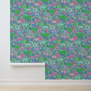Preppy Palm Beach Blauw, Roze en Groene Kamelen Behang