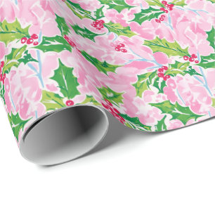 Preppy Palm Beach Christmas Holly Cadeaupapier