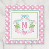 Preppy Palm Beach Monogram Crest Bedankjes Labels (Voorkant)