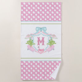 Preppy Palm Beach Monogram Crest Strandlaken