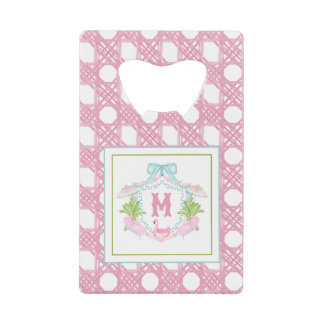 Preppy Palm Beach Monogram Wapenschild Kredietkaart Flessenopener