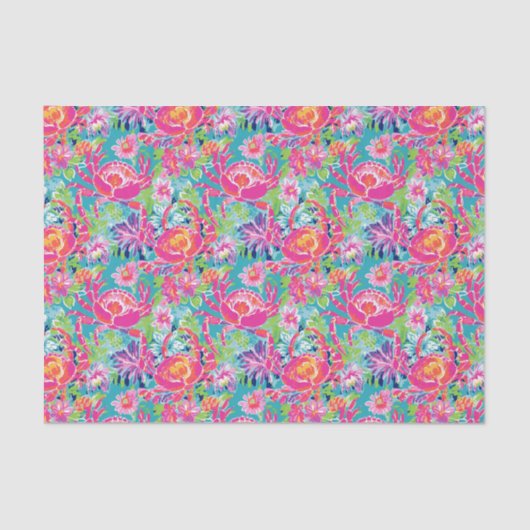 Preppy Palm Beach Ocean Crabs Patroon Tissuepapier (Voorkant)