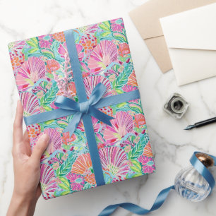 Preppy Palm Beach Ocean Shells Patroon Cadeaupapier