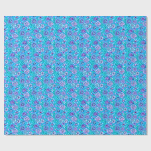 Preppy Palm Beach Print Blauwe bloemen Cadeaupapier (Vlak)