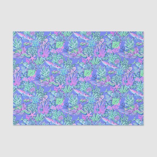 Preppy Palm Beach Print Lavendel Onderwater Tissuepapier (Voorkant)