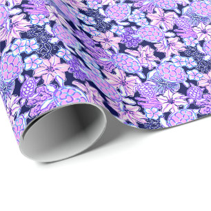 Preppy Palm Beach Print Lavendel & Paarse schildpa Cadeaupapier