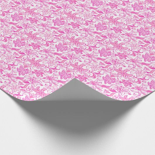 Preppy Palm Beach Print Roze en witte bloemen Cadeaupapier (Hoek)