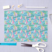 Preppy Palm Beach Print Roze zeilboten Tissuepapier (Craft)