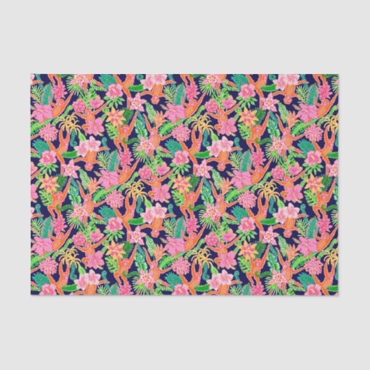 Preppy Palm Beach Print Schattigee orang-oetans Tissuepapier (Voorkant)