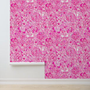 Preppy Palm Beach Roze Bloemen & Vossen Behang
