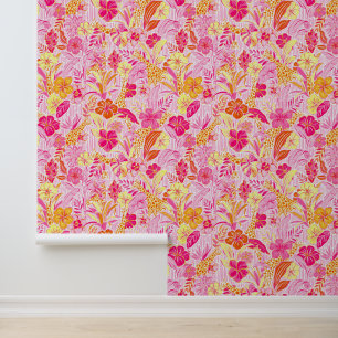 Preppy Palm Beach Roze & Oranje Jungle Giraffen Behang