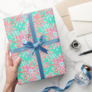 Preppy Palm Beach tropische bloemen patroon Cadeaupapier