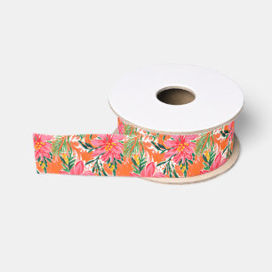Preppy Palm Beach tropische bloemen patroon Grosgrain Lint
