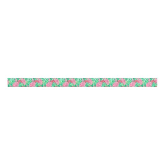 Preppy Palm Beach tropische bloemen patroon Grosgrain Lint (Voorkant)
