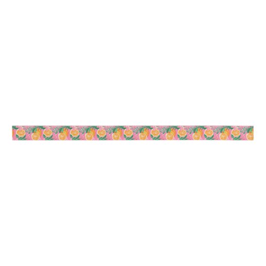 Preppy Palm Beach Tropische Sinaasappels Patroon Grosgrain Lint (Voorkant)
