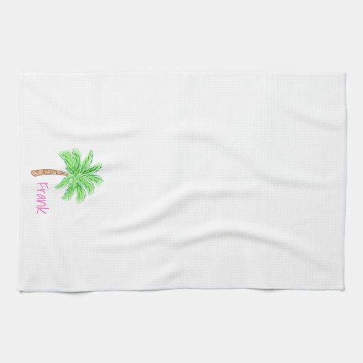 Preppy Palm Tree gepersonaliseerd Theedoek (Horizontaal)