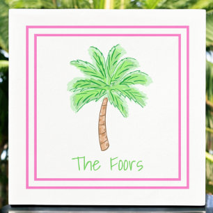 Preppy Palm Tree Gepersonaliseerde Rand Servet