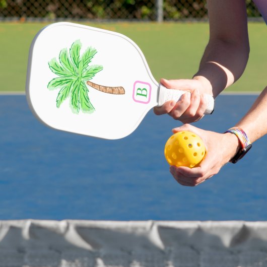 Preppy Palm Tree Monogram Carbon Fiber Pickleb Pickleball Paddle (Insitu)