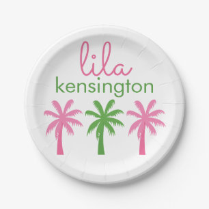 Preppy Palm Trees Borden gepersonaliseerde partij Papieren Bordje