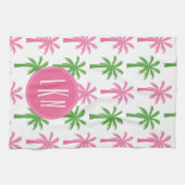 Preppy palmbomen monogram keukenhanddoek (Horizontaal)