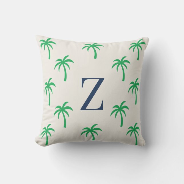 Preppy palmboom-monogram-werpkussen kussen (Voorkant)