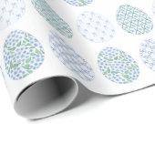 Preppy Pasen Blauw en Groen Hortensia Bow Trellis Cadeaupapier (Rol Hoek)