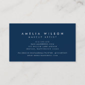 Preppy Pastel Roze en Witte Strepen Blauw Visitekaartje (Achterkant)