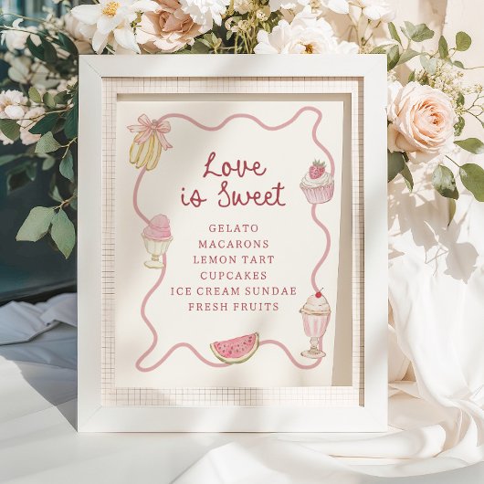 Preppy Pastel Roze Strepen Dessert Bar Poster