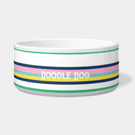 Preppy Pastel Stripes Personalized Dog Bowel Voerbakje