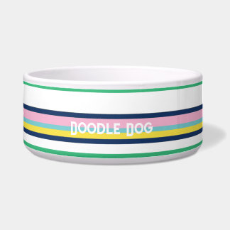 Preppy Pastel Stripes Personalized Dog Bowel Voerbakje