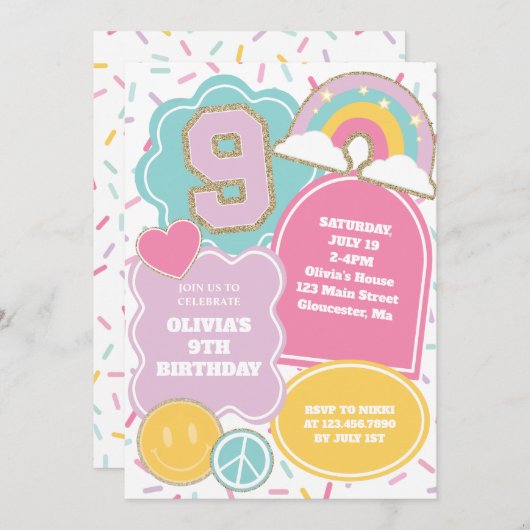 Preppy Patch 9e verjaardag Kaart (Voorkant / Achterkant)