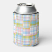 Preppy Patchwork Kijk uit Madras Pastel Blikjeskoeler (Blikje Achterkant)