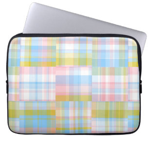 Preppy Patchwork Kijk uit Madras Pastel Laptop Sleeve