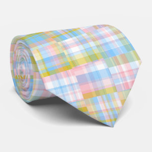 Preppy Patchwork Kijk uit Madras Pastel Stropdas