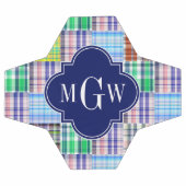 Preppy Patchwork Madras Navy Quatrefoil Monogramme (Plat)