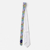 Preppy Patchwork Madras Navy Vierbladig Monogram Stropdas (Achterkant)