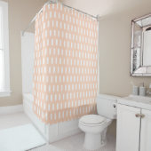 Preppy Peach en White Geometric Grid Pattern Douchegordijn (In situ)