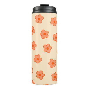 Preppy Peach Oranje Hippie Flower Thermosbeker